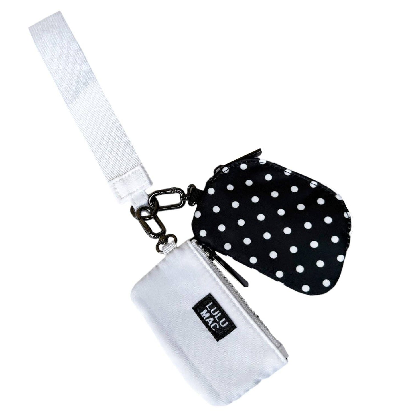 Lulu Mac Double Pouch Wristlets - Black/White Dots