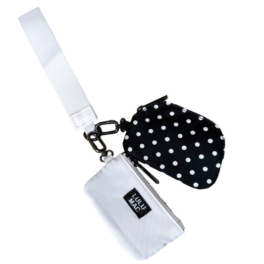 Lulu Mac Double Pouch Wristlets - Black/White Dots