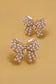 MINI PEARL BOW RIBBON GOLD EARRINGS | Gold