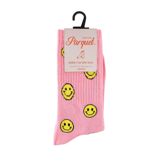 Women's Pink Smiley Face Novelty Socks