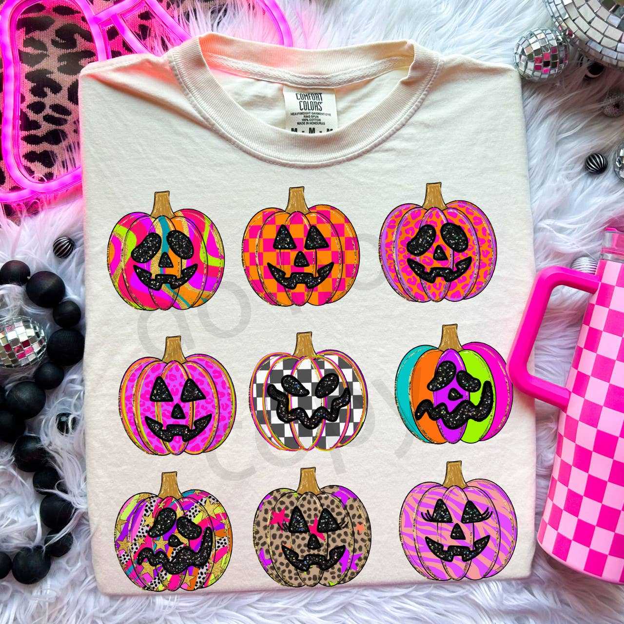 Adult - Preppy Colored Pumpkins Tee