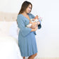 Solid Dusty Blue Bamboo Knit Maternity Robe