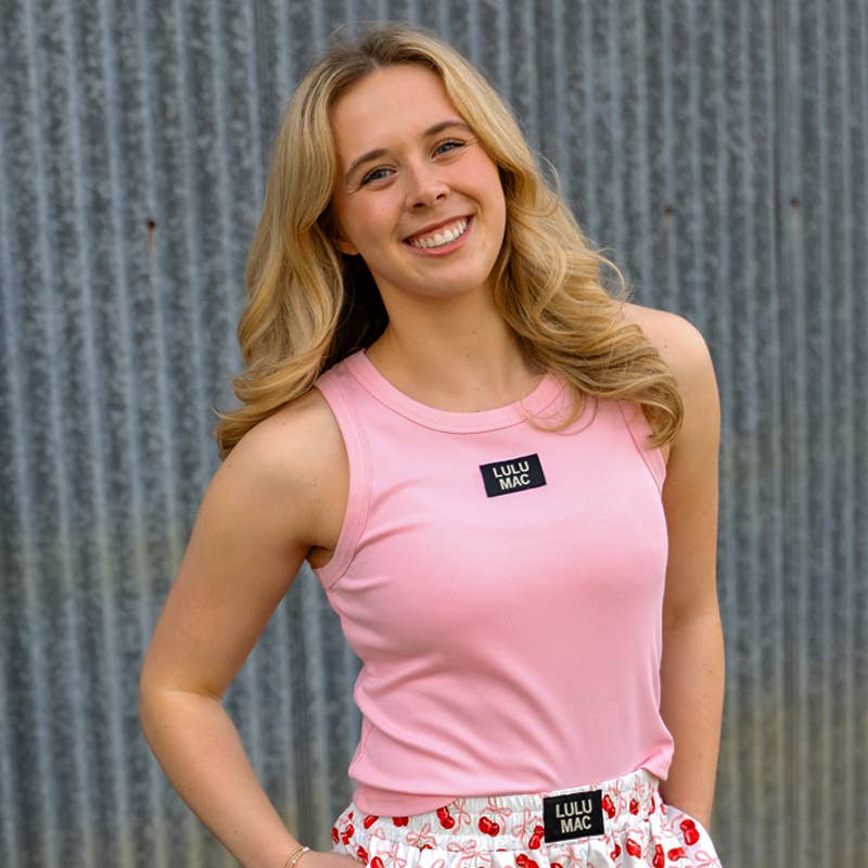 LIGHT PINK LULU MAC SOLID TANK TOPS