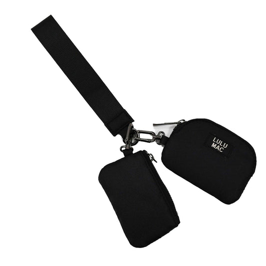Lulu Mac Double Pouch Wristlets - Black/Black