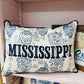 Monkey Pattern Hometown Pillow + Piping NAVY - MIssissippi