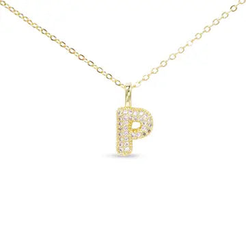 Gold CZ Large - Initial Necklaces