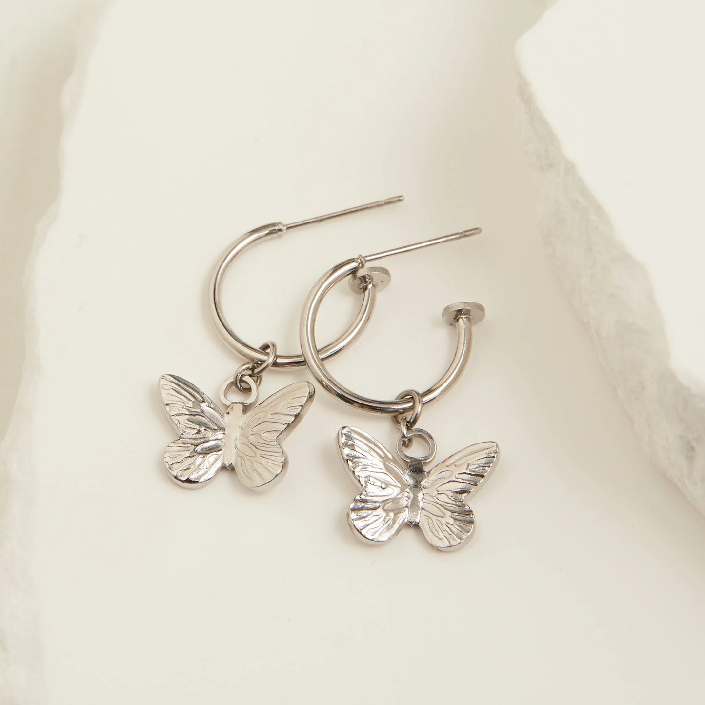 Butterfly Charm Silver Earrings