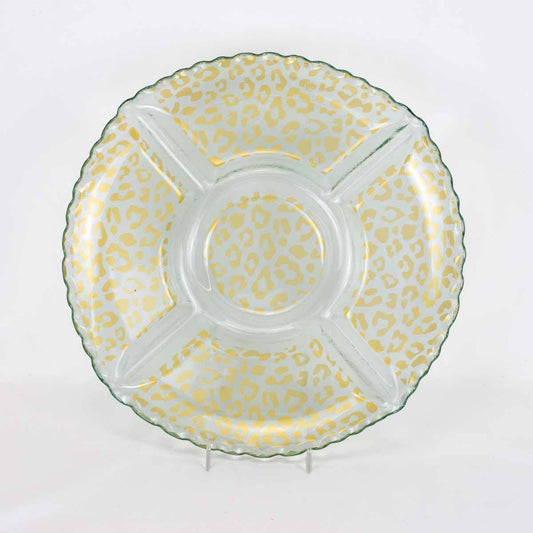 Leopard Chip and Dip Serving Tray - Clear + Gold