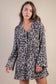 Mocha Leopard Printed Pleated Mini Dress