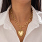 SPIKED HEART CHUNKY CHAIN TOGGLE NECKLACE | GOLD