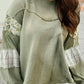 Floral Plaid Mixed Sleeve Top