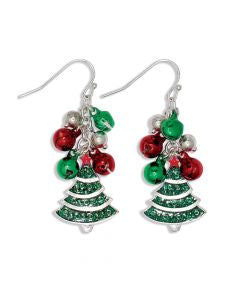 Jingle Bells W/ Glitter Tree Earrings