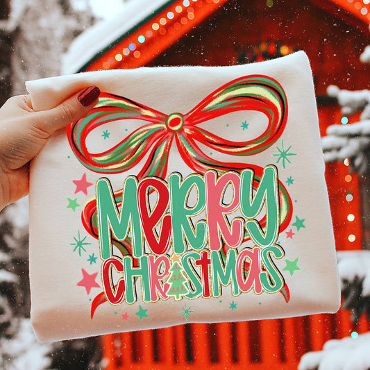 Adult - Merry Christmas Bow Sweatshirt