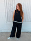 Solid Ric Rac Trim Pants Set