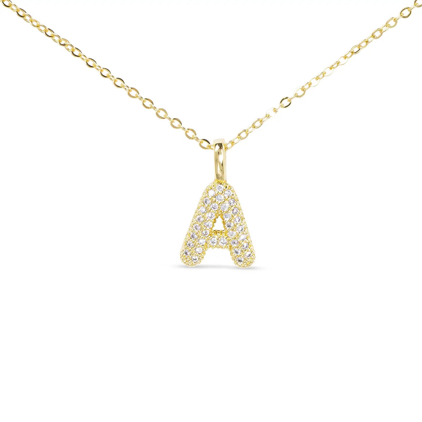 Gold CZ Large - Initial Necklaces