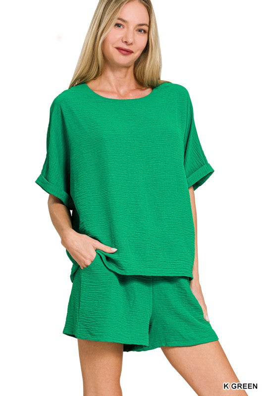 Airflow Top & Short Set - Kelly Green