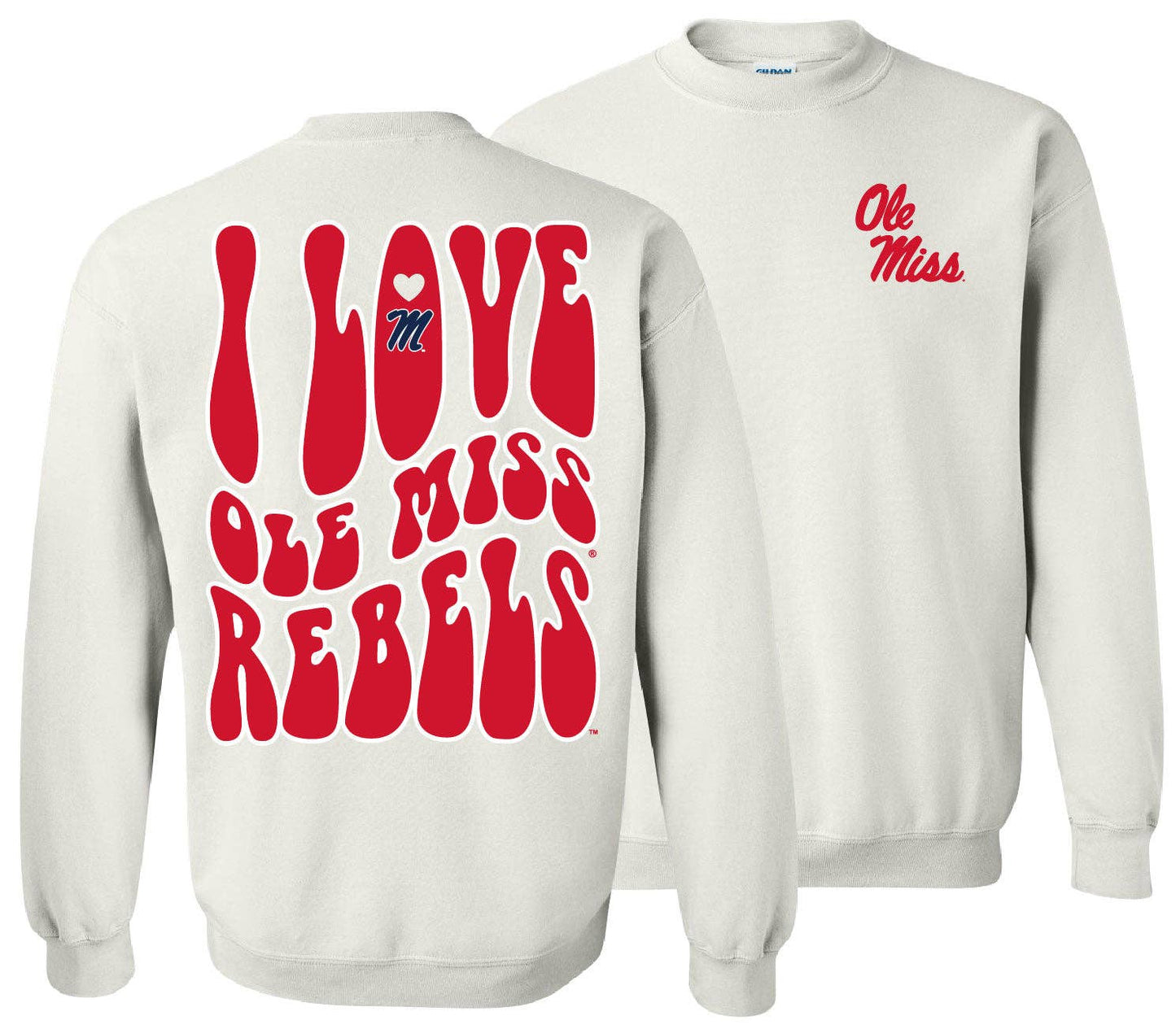 Ole Miss Love Team Sweatshirt-White Collegiate