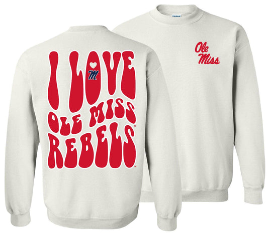 Ole Miss Love Team Sweatshirt-White Collegiate
