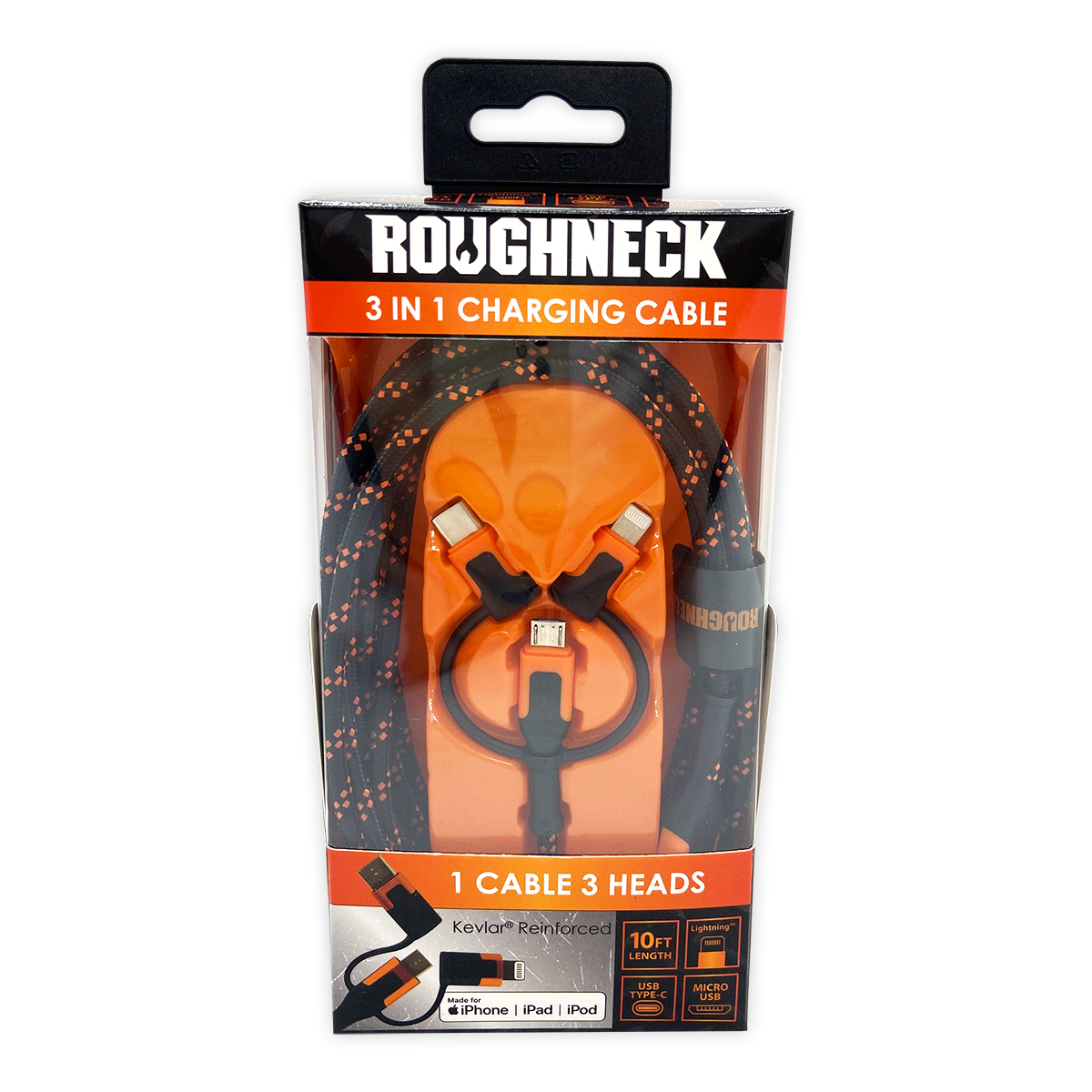 Roughneck 3-IN-1 10 ft Charging Cable Assortment