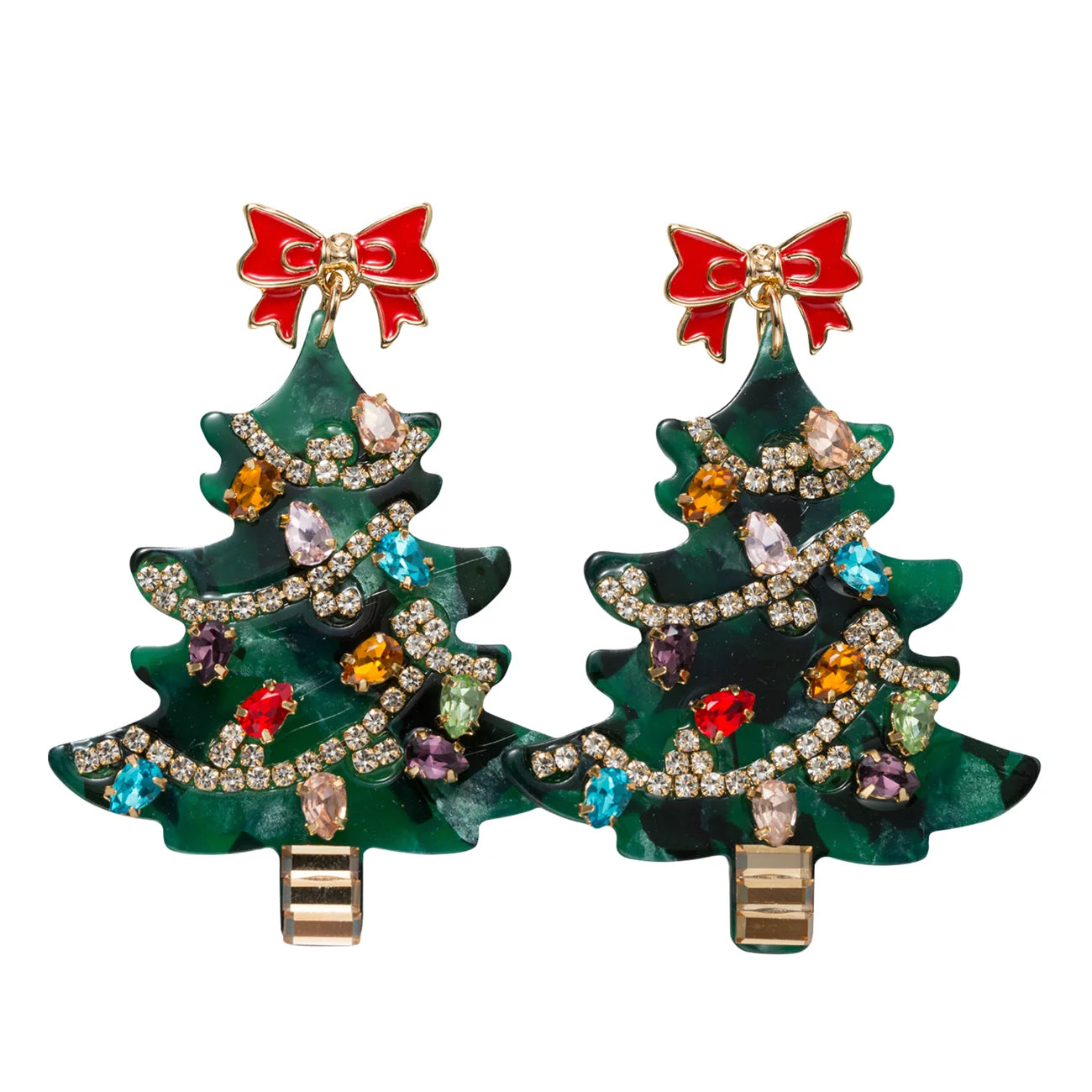 Acrylic Green Christmas Tree Earrings