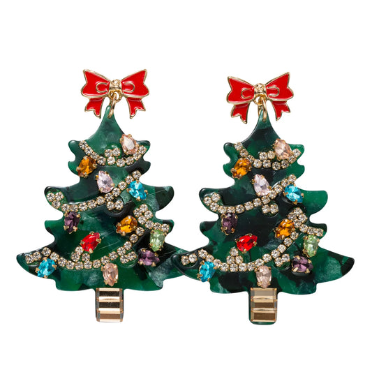 Acrylic Green Christmas Tree Earrings