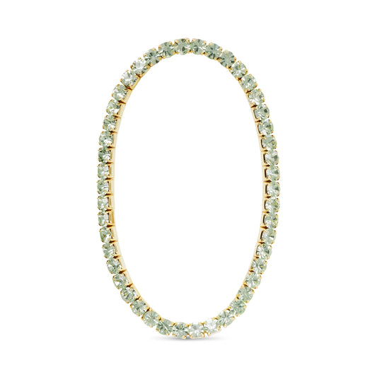 Gold Light Green Stretch Tennis Bracelet