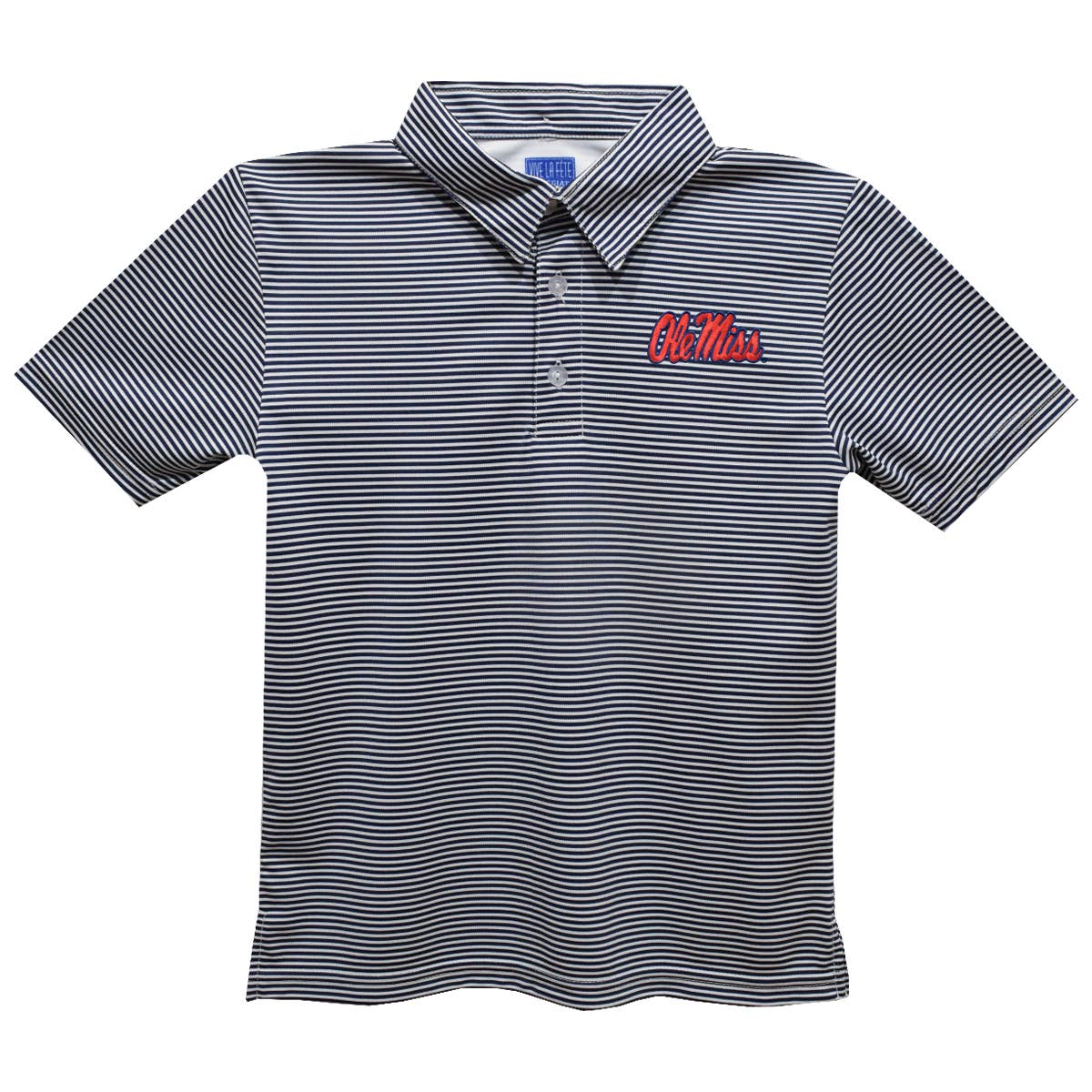 YOUTH - Ole Miss Rebels Embroideredred Navy Stripes Polo Shirt