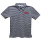 YOUTH - Ole Miss Rebels Embroideredred Navy Stripes Polo Shirt
