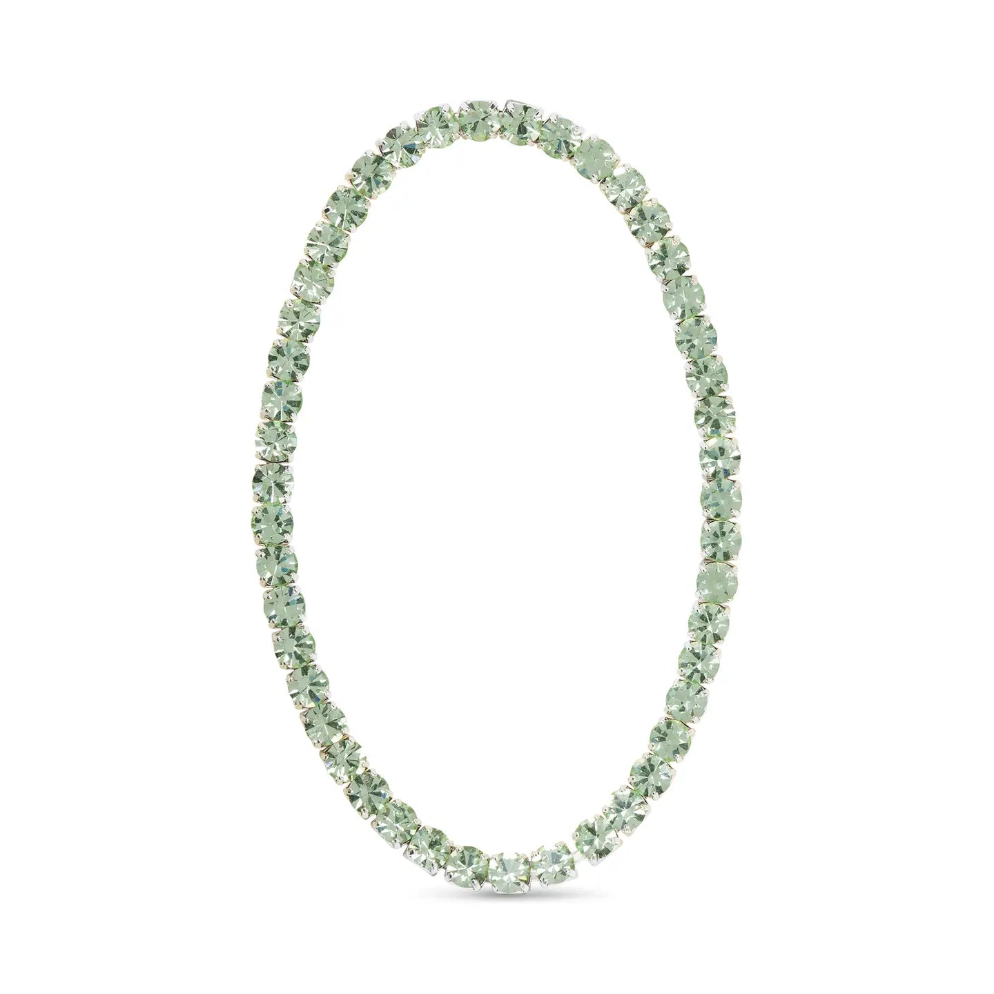 Silver Light Green Stretch Tennis Bracelet
