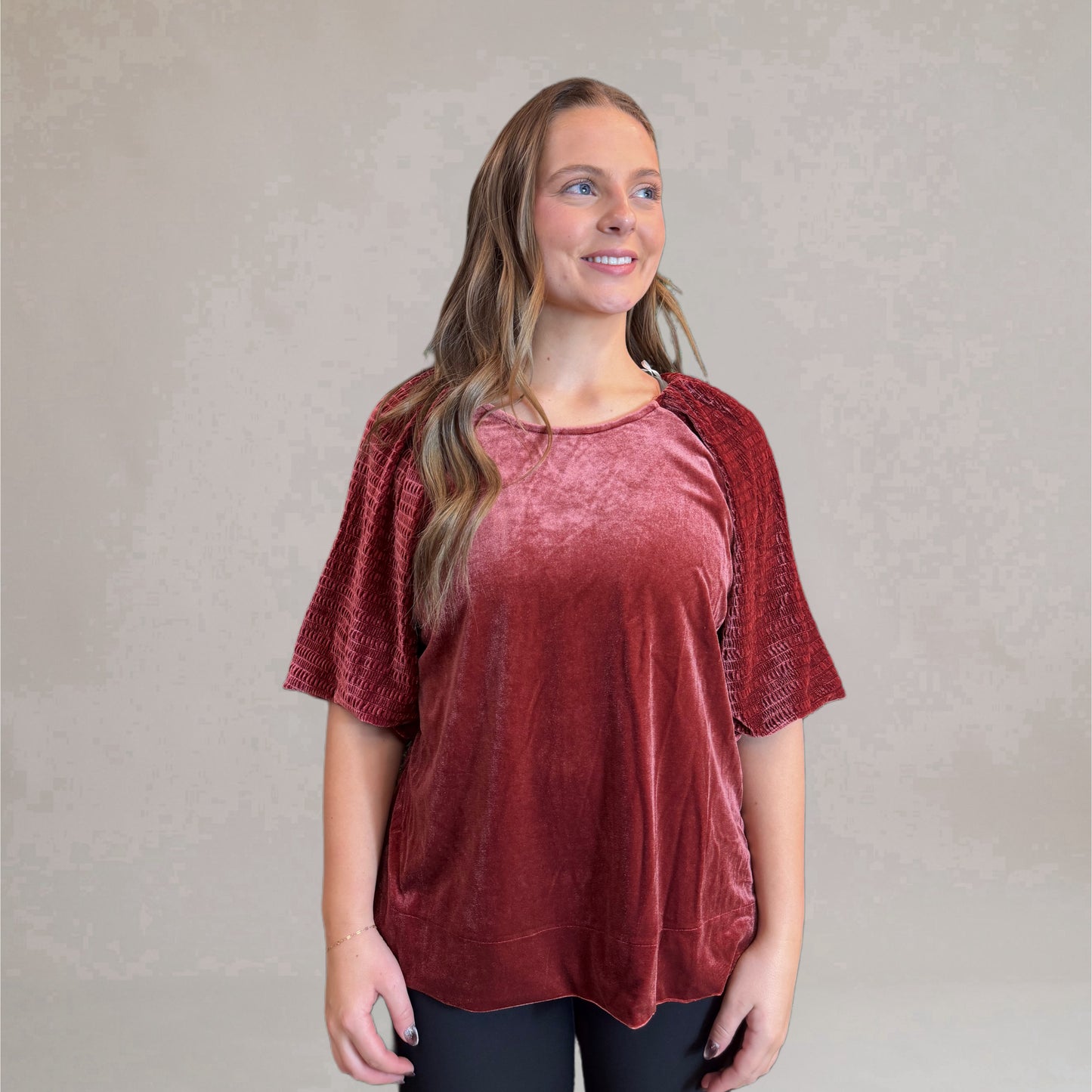 Rosewood Velvet Blouse