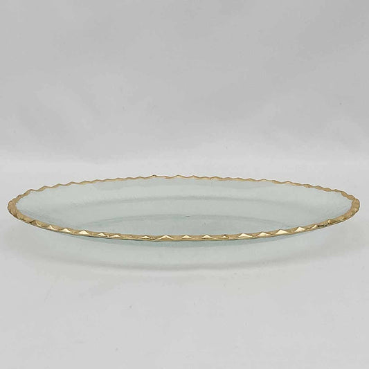 Cordova Oval Serving Tray - Clear + Gold