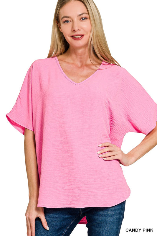 Airflow V-Neck Top - Candy Pink