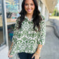 Sage Abstract Print Button Up Top