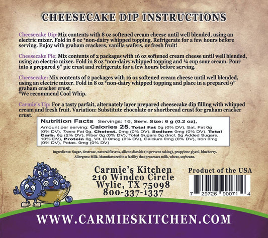 Wild Blueberry Cheesecake Dip Mix