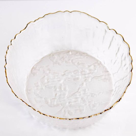 Marguerite Glass Serving Bowl - Clear + Gold
