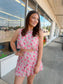 Floral Print Puffy Cropped Top and Mini Skirt Set
