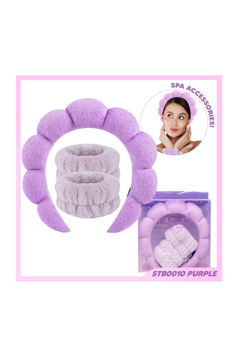 Purple Spa Headband & Wristband Set