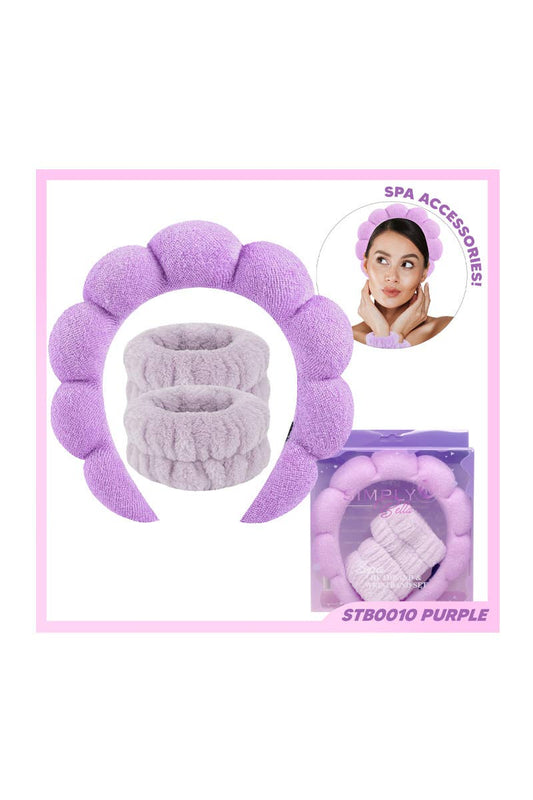 Purple Spa Headband & Wristband Set