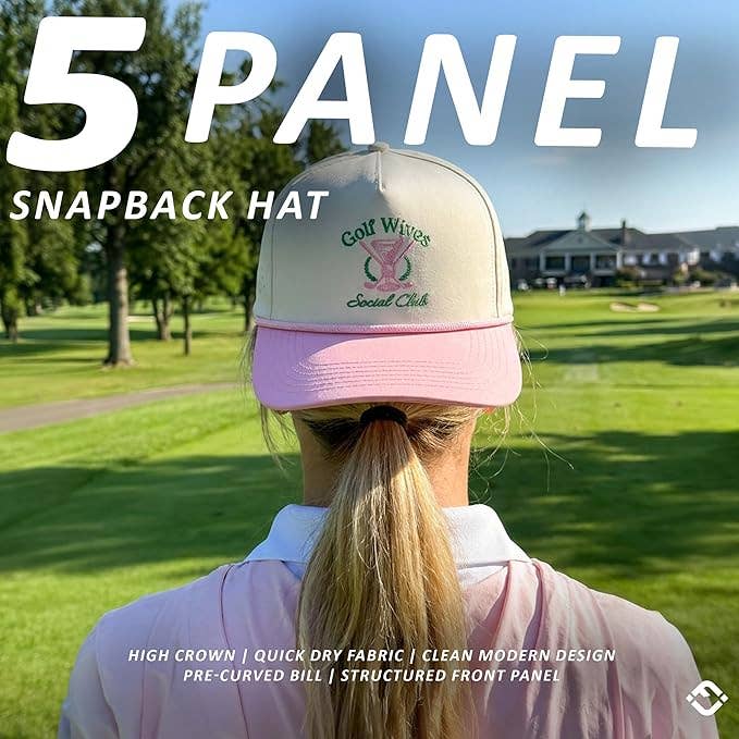Laser Cut Golf Rope Cap - Golf Wives Social Club-Pink/Beige
