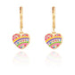 Crystal Rainbow Heart | Leverback Dangle Earrings