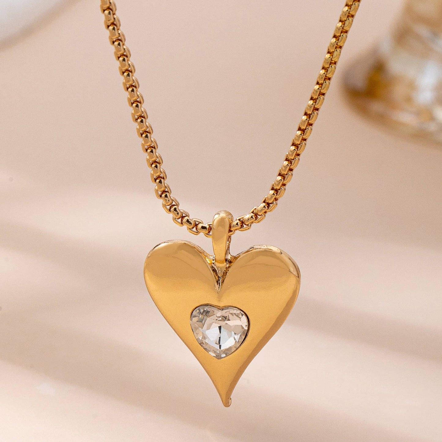 Gold-Tone Heart Pendant Necklace | GOLD