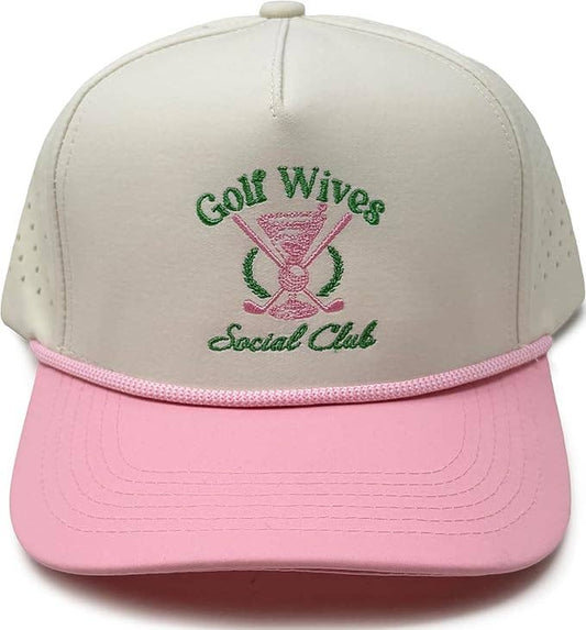 Laser Cut Golf Rope Cap - Golf Wives Social Club-Pink/Beige