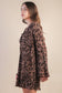 Mocha Leopard Printed Pleated Mini Dress