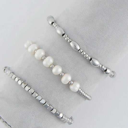 Silver Genuine Pearl Bracelet