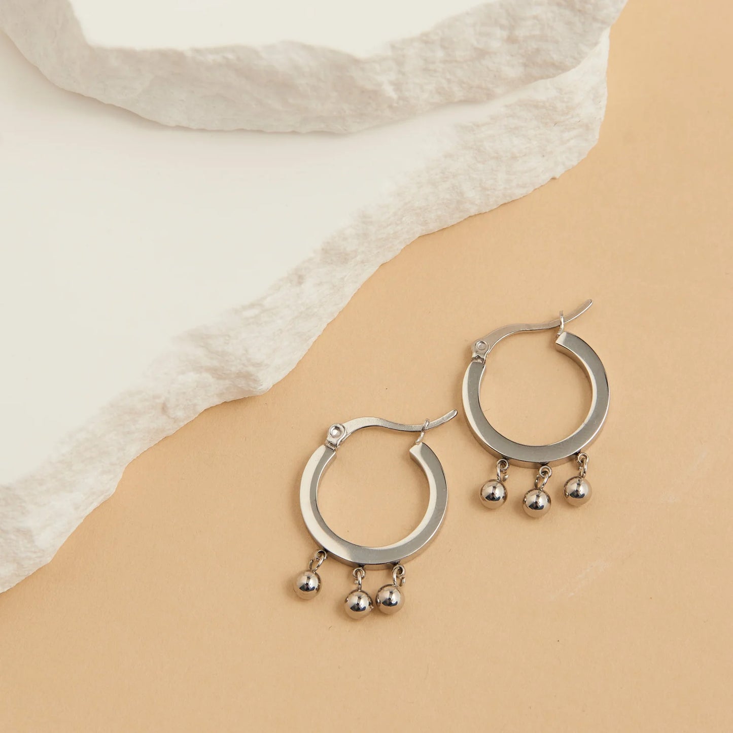 Dangle Hoop Silver Earring
