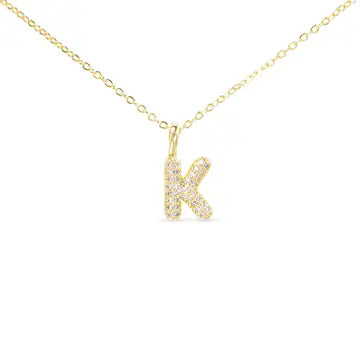 Gold CZ Large - Initial Necklaces