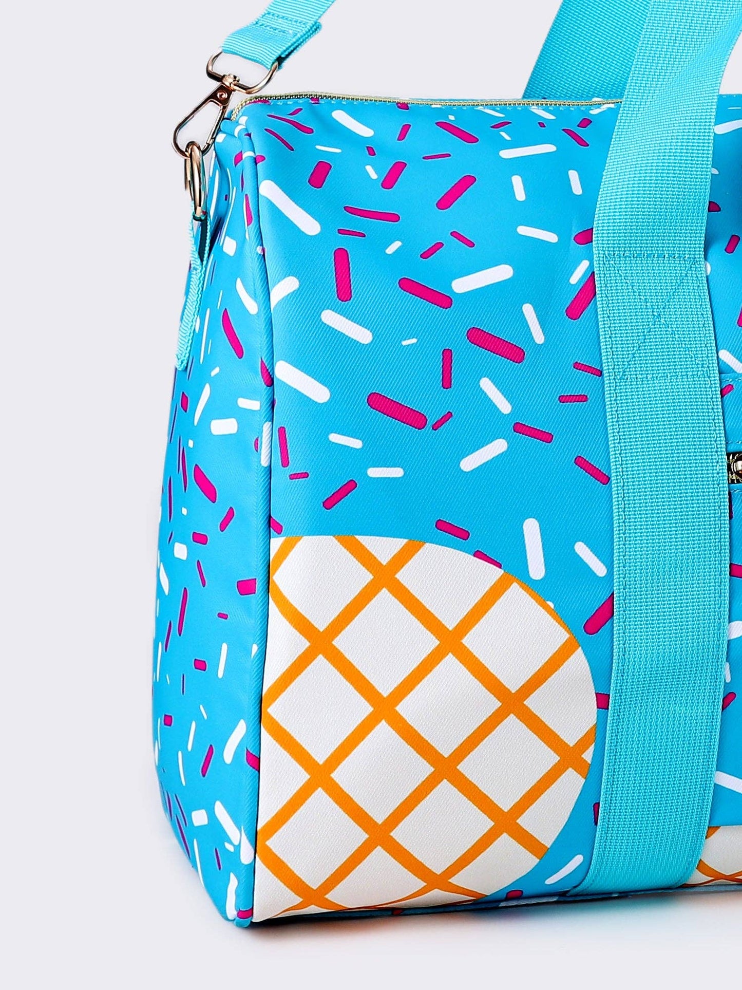 Blue Ice Cream Drip Pattern Canvas Duffle Bag