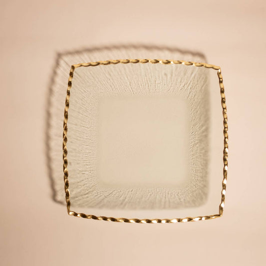 Seward Square Serving Tray - Clear + Gold