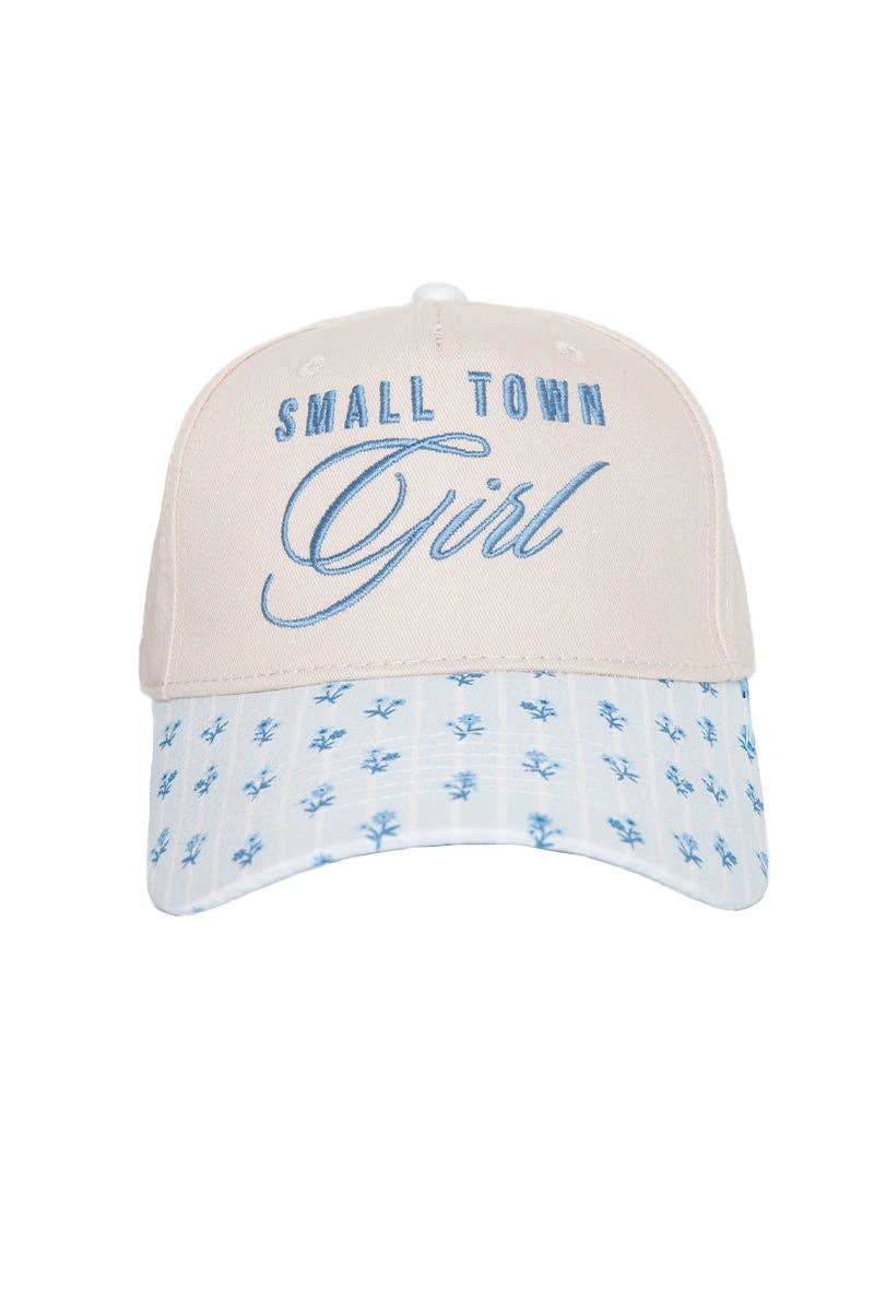 Small Town Girl Trucker Vintage Hat Grad Gift: Pink and Light Pink Stripe