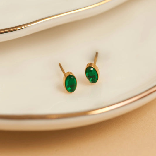 Emerald Opal Oval Gem Stud